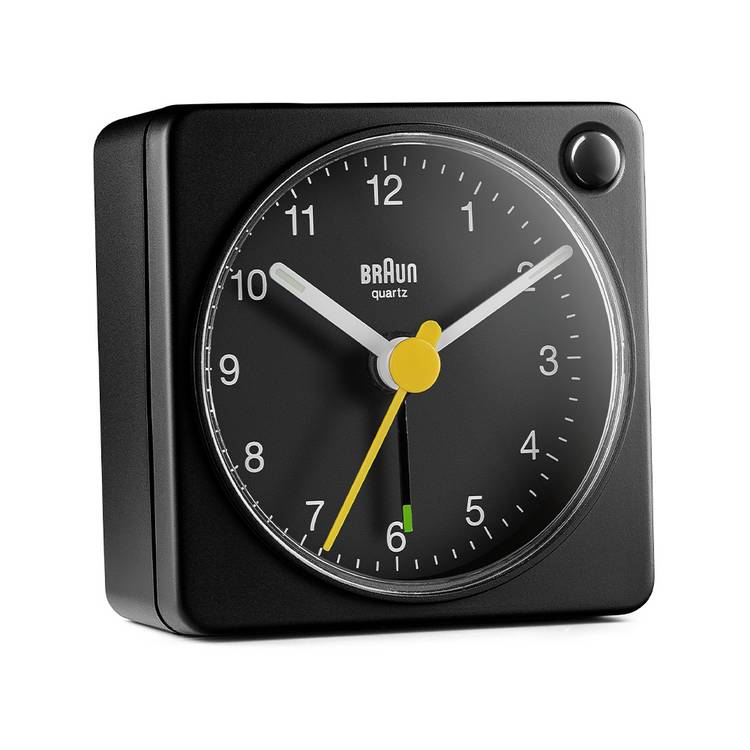 Braun analogue travel alarm clock black (British brand)