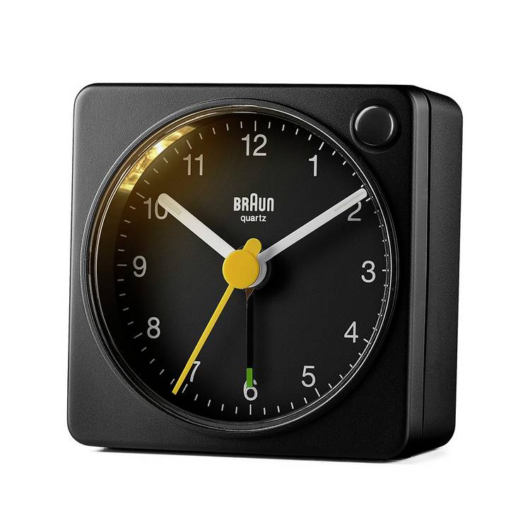Braun analogue travel alarm clock black (British brand)