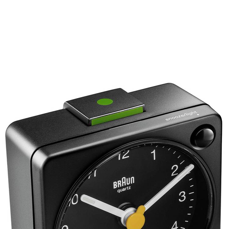 Braun analogue travel alarm clock black (British brand)