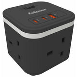Fellowes Power Cube 3 Socket 2m USB-A USB-C, UK version
