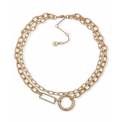 Argos DKNY Gold Tone Pave Double Row Necklace- Buy online at McGrocer