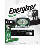 Energizer rechargeable head torch 200 lumens, imported from the UK