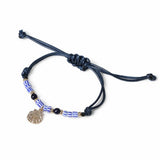 Freedom shell charm blue adjustable cord bracelet, UK version