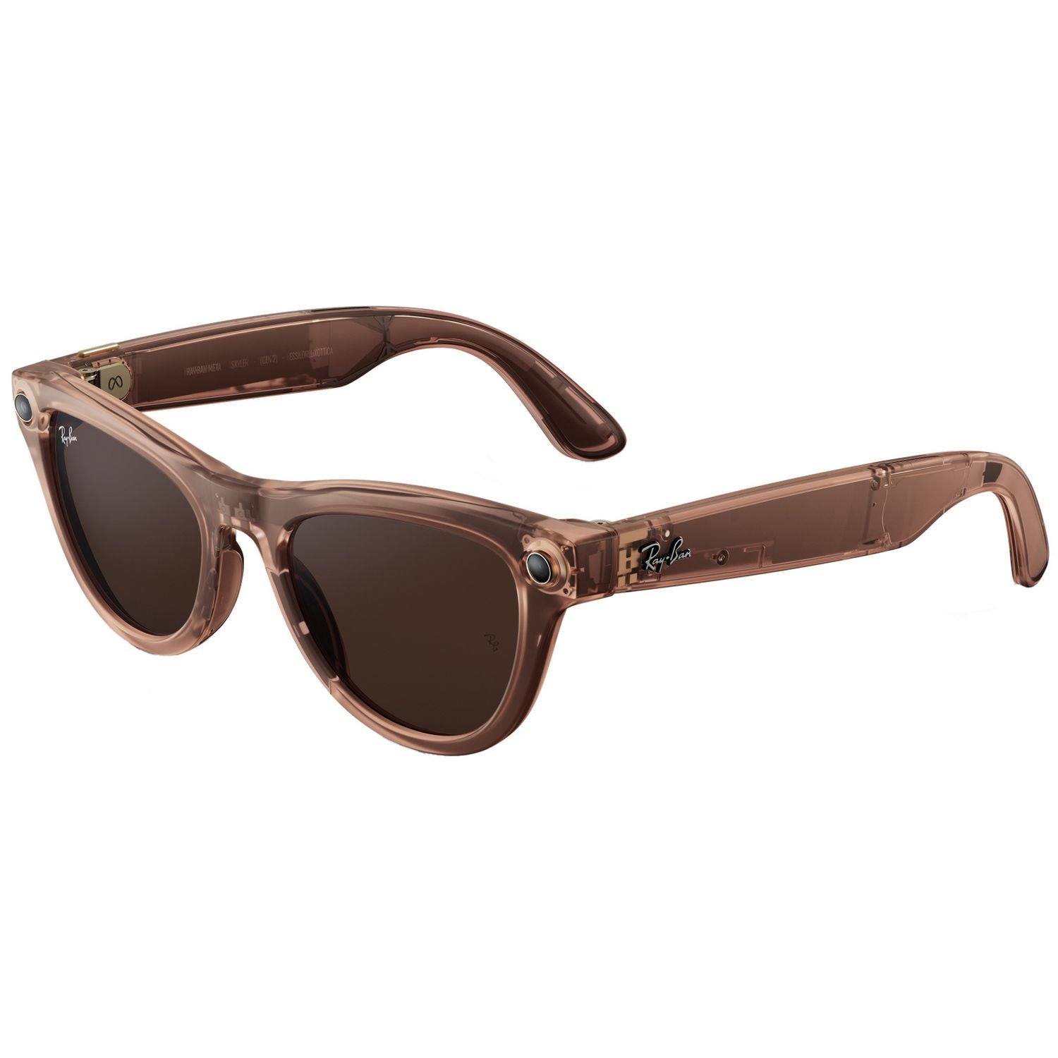 Ray-Ban Meta Skyler Gen 2 smart glasses shiny transparent peach transitions brown, imported from the UK
