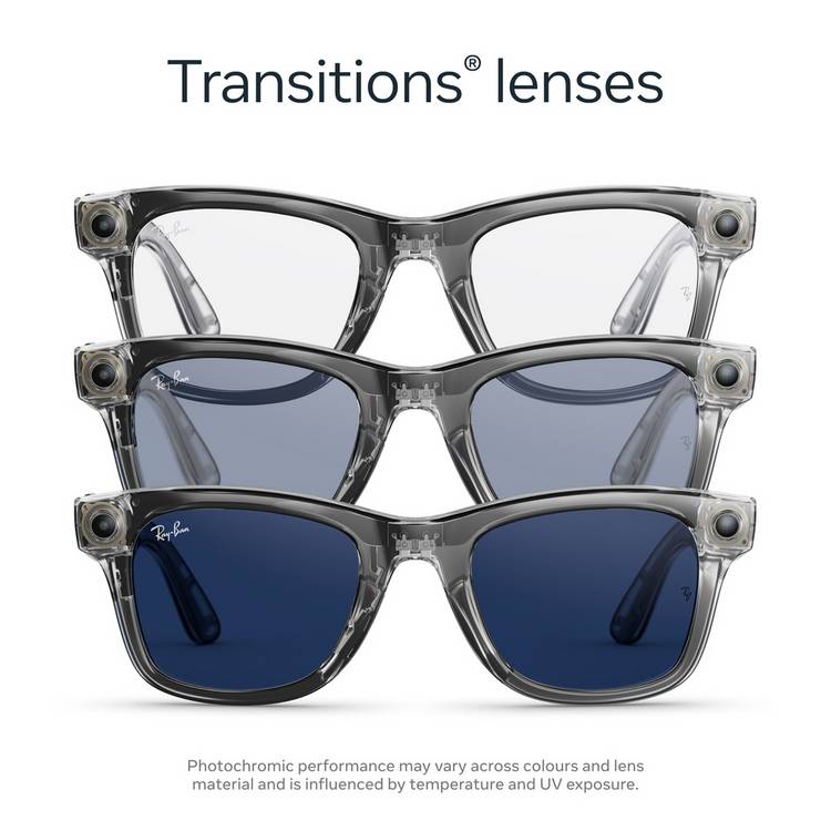 Ray-Ban Meta Wayfarer Gen 2 smart glasses shiny transparent grey, UK version