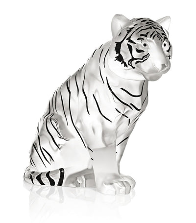 Kristall-Tigisskulptur in sitzender Pose