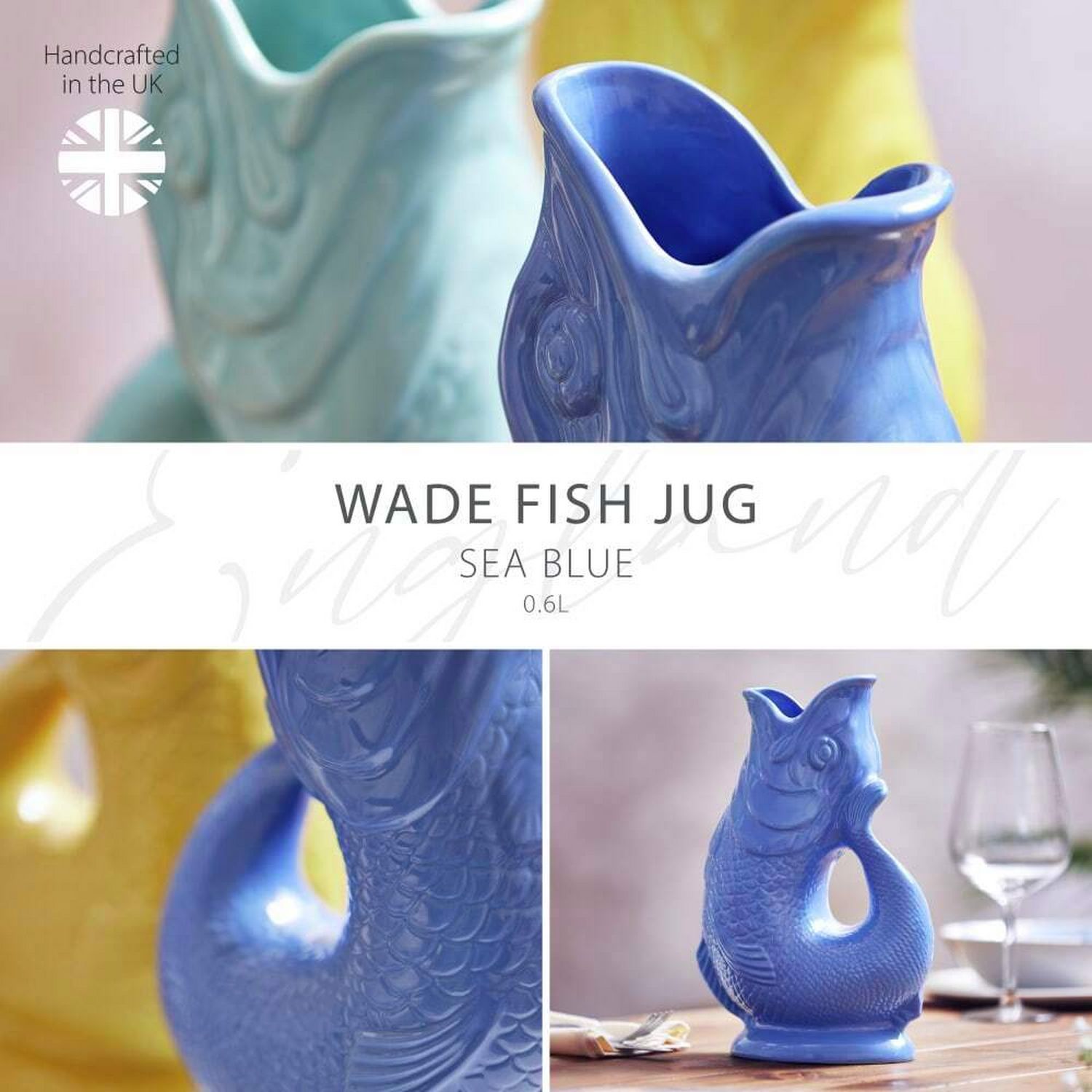 Wade fish jug sea blue 0.6L ceramic, UK version