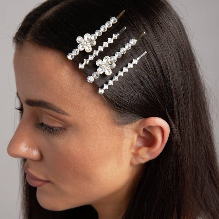 Fltizy crystal hair slides pack of 4, UK version
