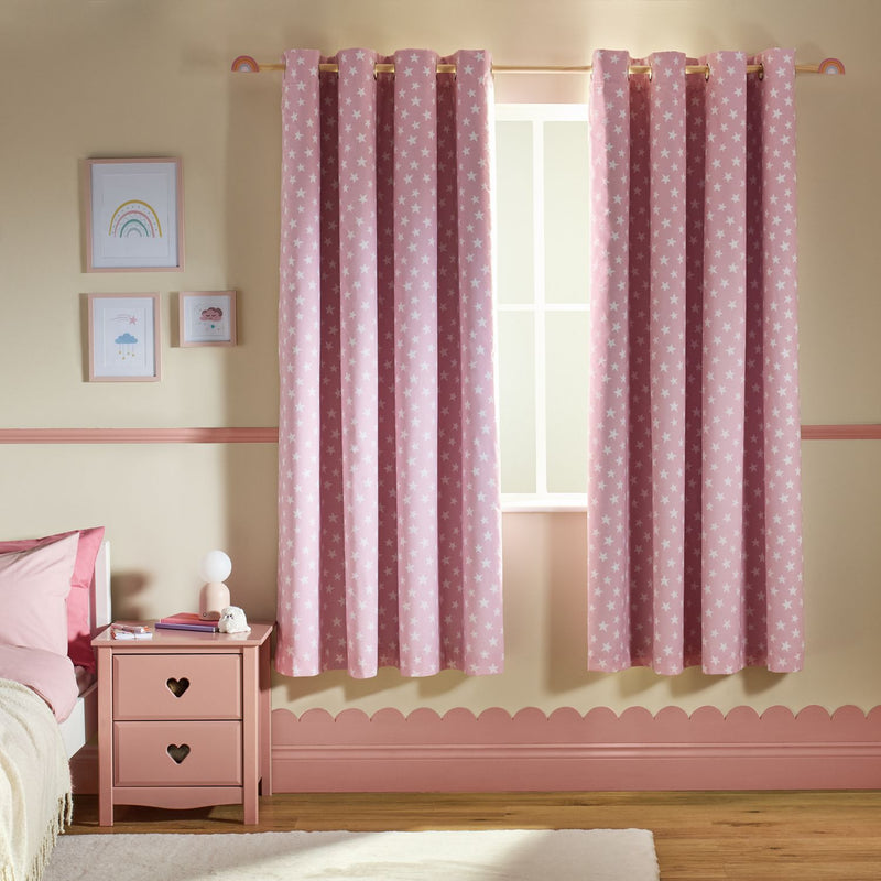 Argos Home Kids Blackout Star Eyelet Curtains - Pink - 168x183cm