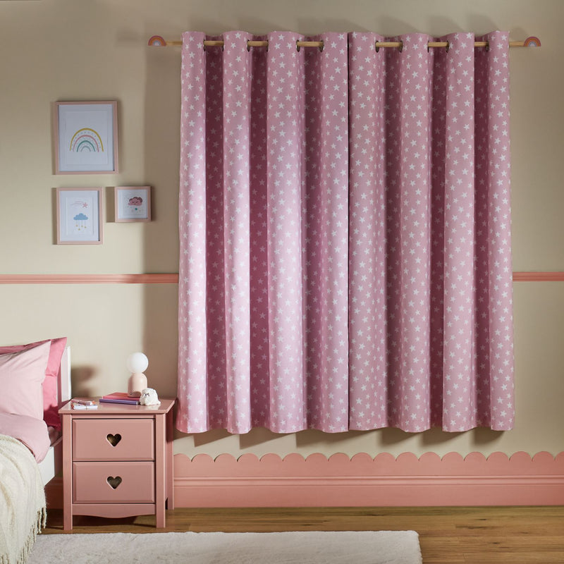 Argos Home Kids Blackout Star Eyelet Curtains - Pink - 168x183cm