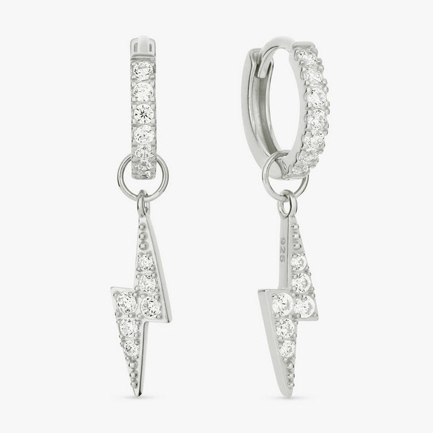 Revere sterling silver lightning bolt huggies earrings 18mm, imported from the UK
