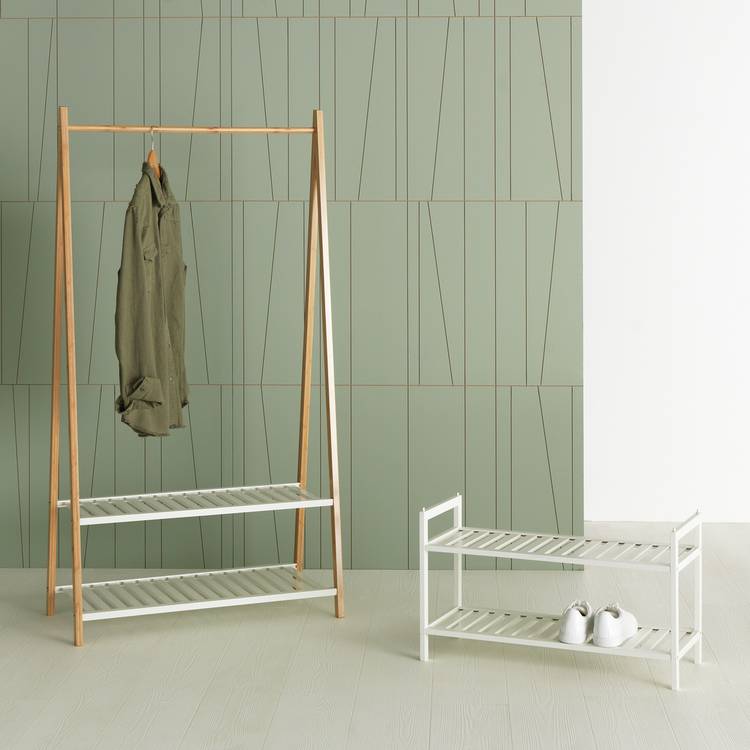 Habitat bamboo shoe rack 2 shelf white (British brand)