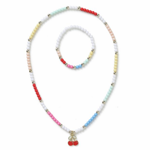 Flitzy Kids colourful bead bracelet and necklace set (British brand)