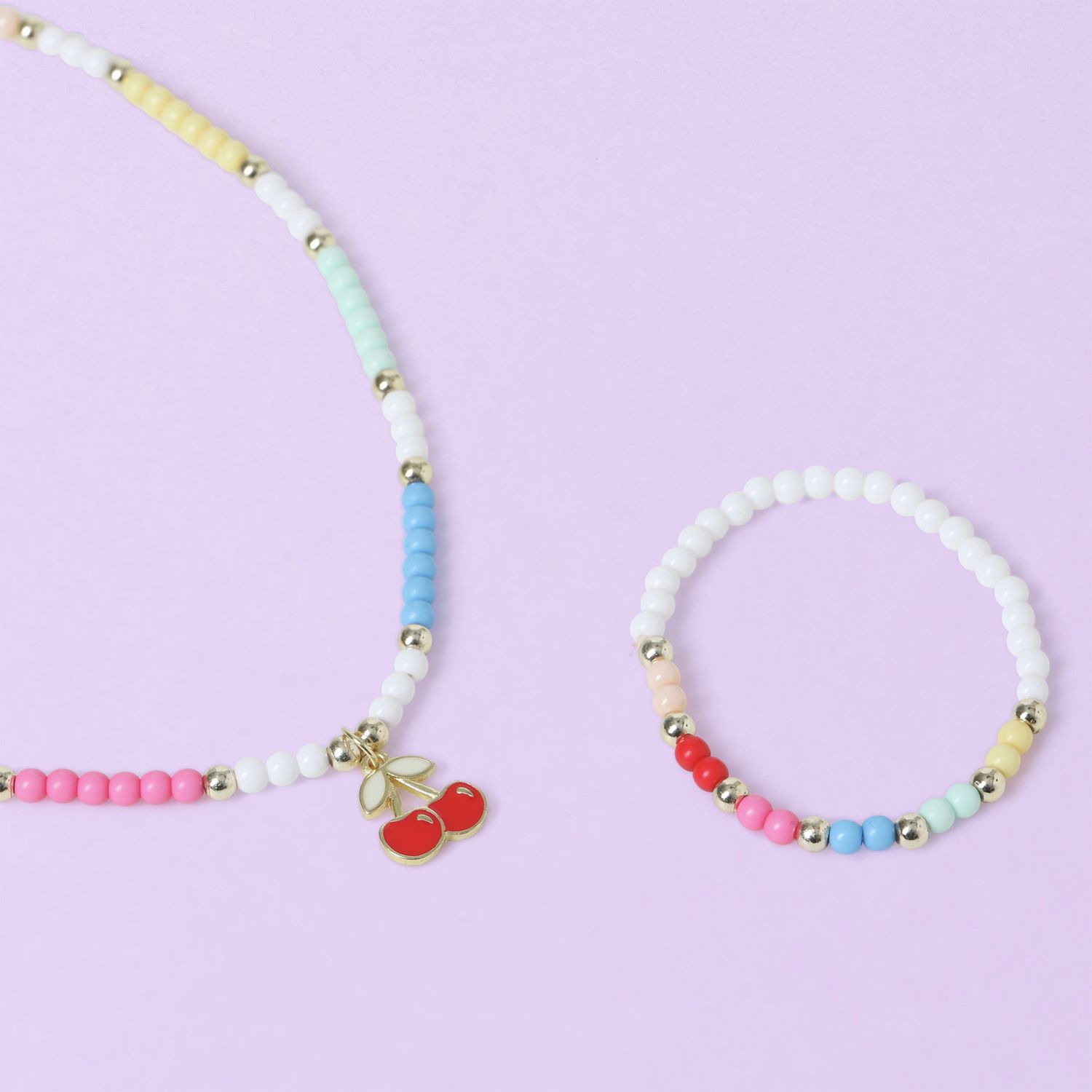 Flitzy Kids colourful bead bracelet and necklace set (British brand)