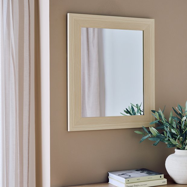 Argos Home ribbed light wood wall mirror 62x52cm, imported from the UK