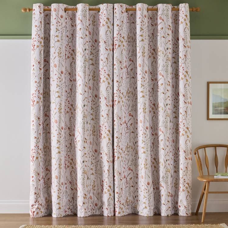 Argos Home Floral blackout eyelet curtains orange 117x137cm, UK version