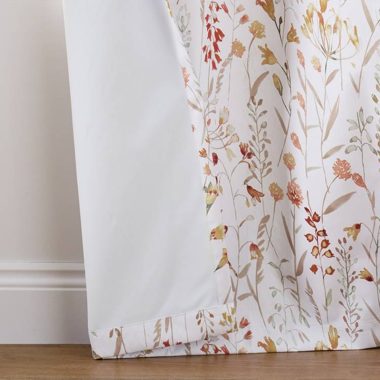 Argos Home Floral blackout eyelet curtains orange 117x137cm, UK version
