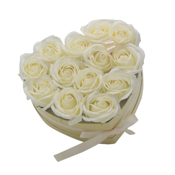 Merci Boutique cream roses soap bouquet heart, imported from the UK