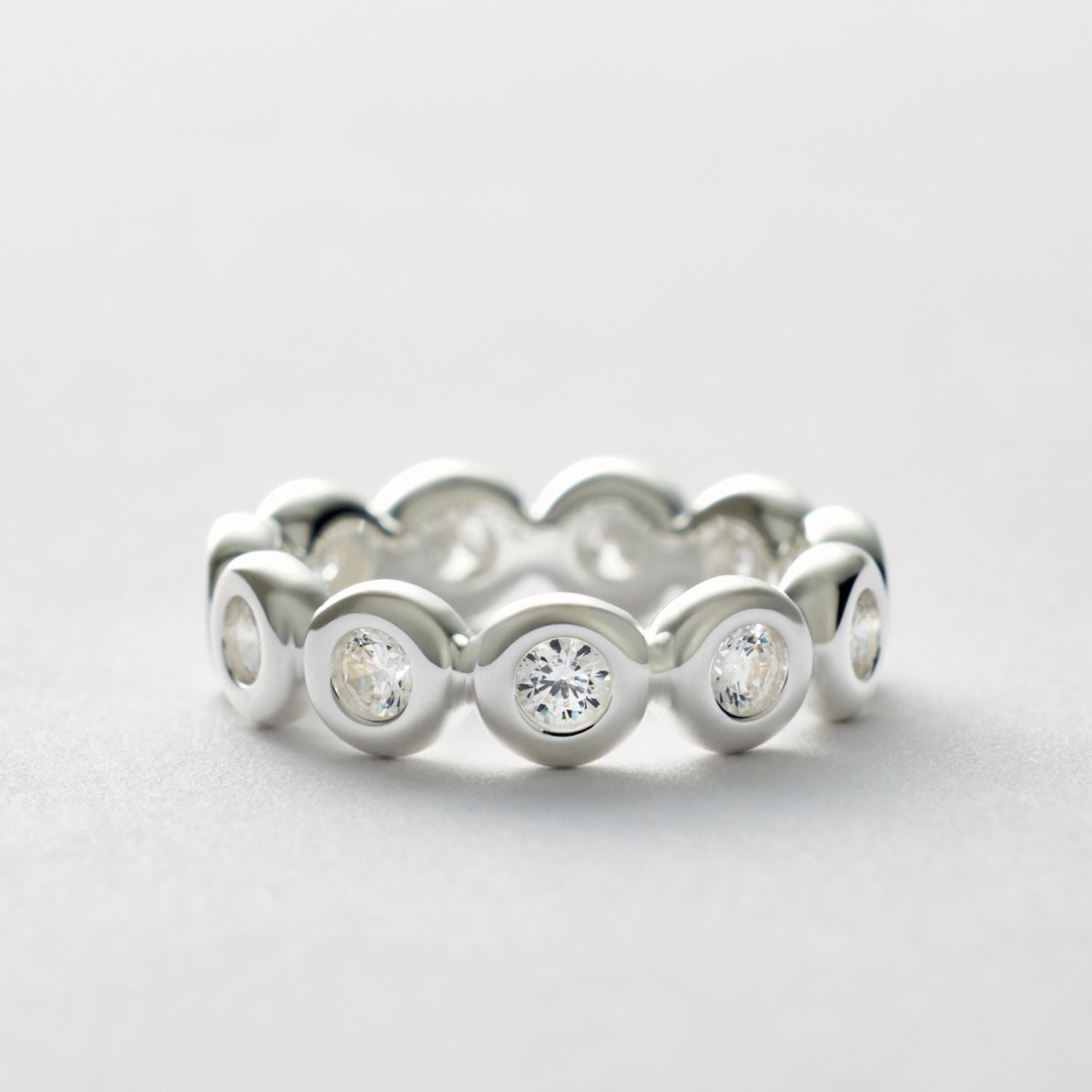 Revere Sterling Silver Cubic Zirconia Eternity Ring Medium