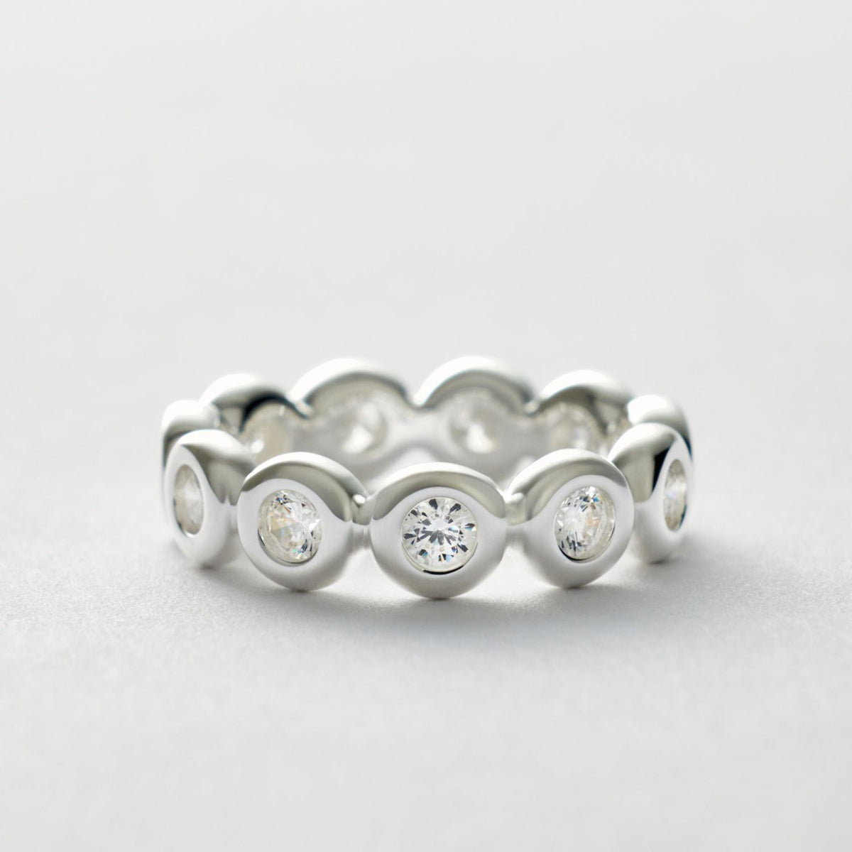 Revere Sterling Silver Cubic Zirconia Eternity Ring Medium