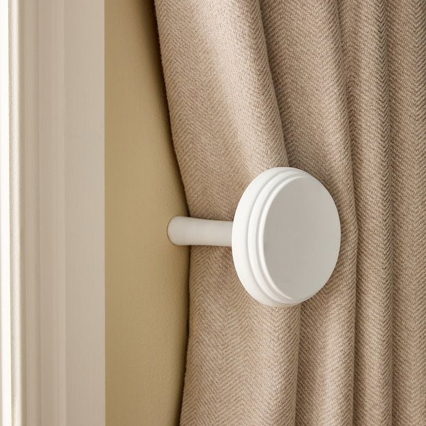 Argos Home white wood curtain holdbacks 2 pack, imported from the UK