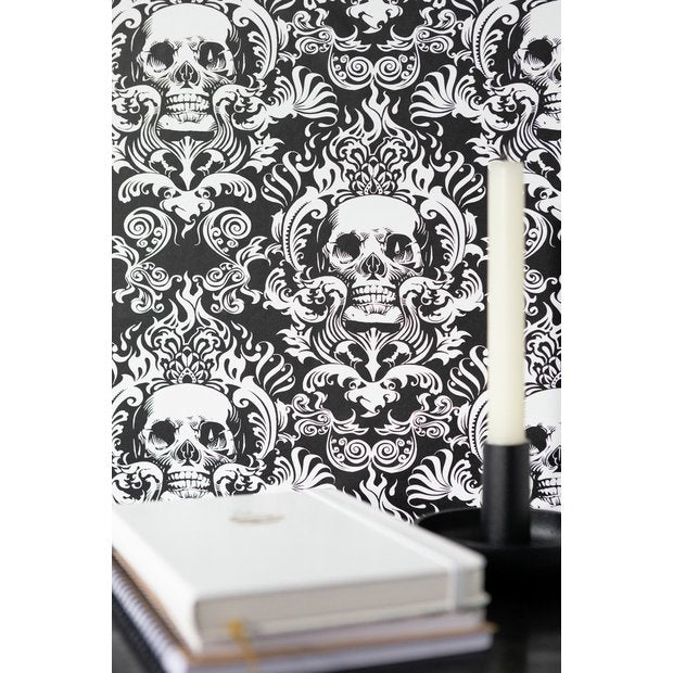 NU Fieri Black self-adhesive wallpaper roll, UK version