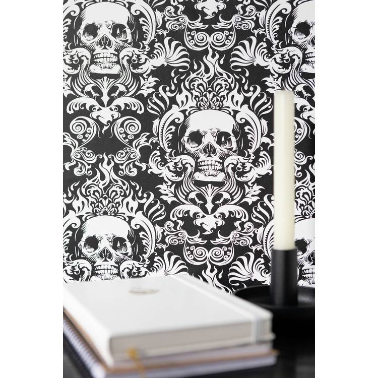NU Fieri Black self-adhesive wallpaper roll, UK version