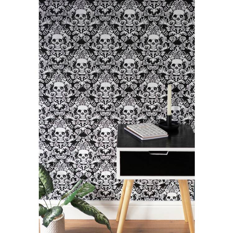 NU Fieri Black self-adhesive wallpaper roll, UK version
