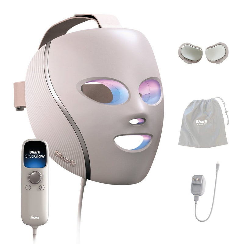Shark CryoGlow under-eye cooling LED face mask in Rose Glow, imported from the UK