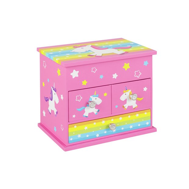 Mele Unicorn jewellery box with 3 drawers (British brand)
