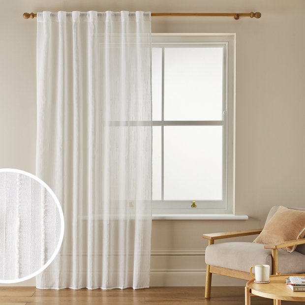 Argos Home white stripe sheer voile curtain 140x137cm, UK version