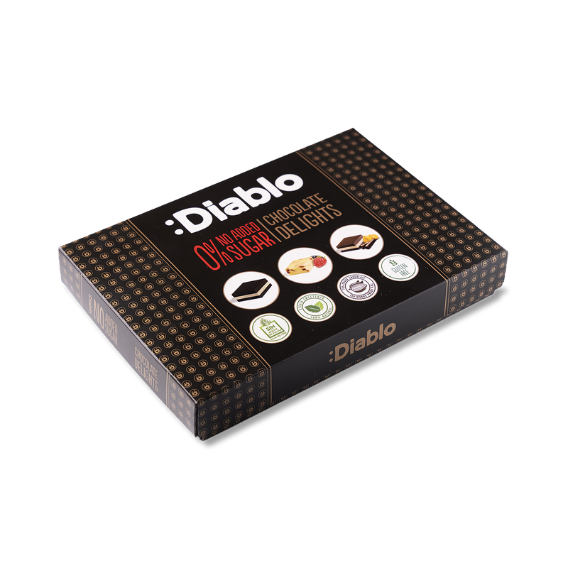 Diablo assorted chocolate delights no added sugar 115g (British brand)