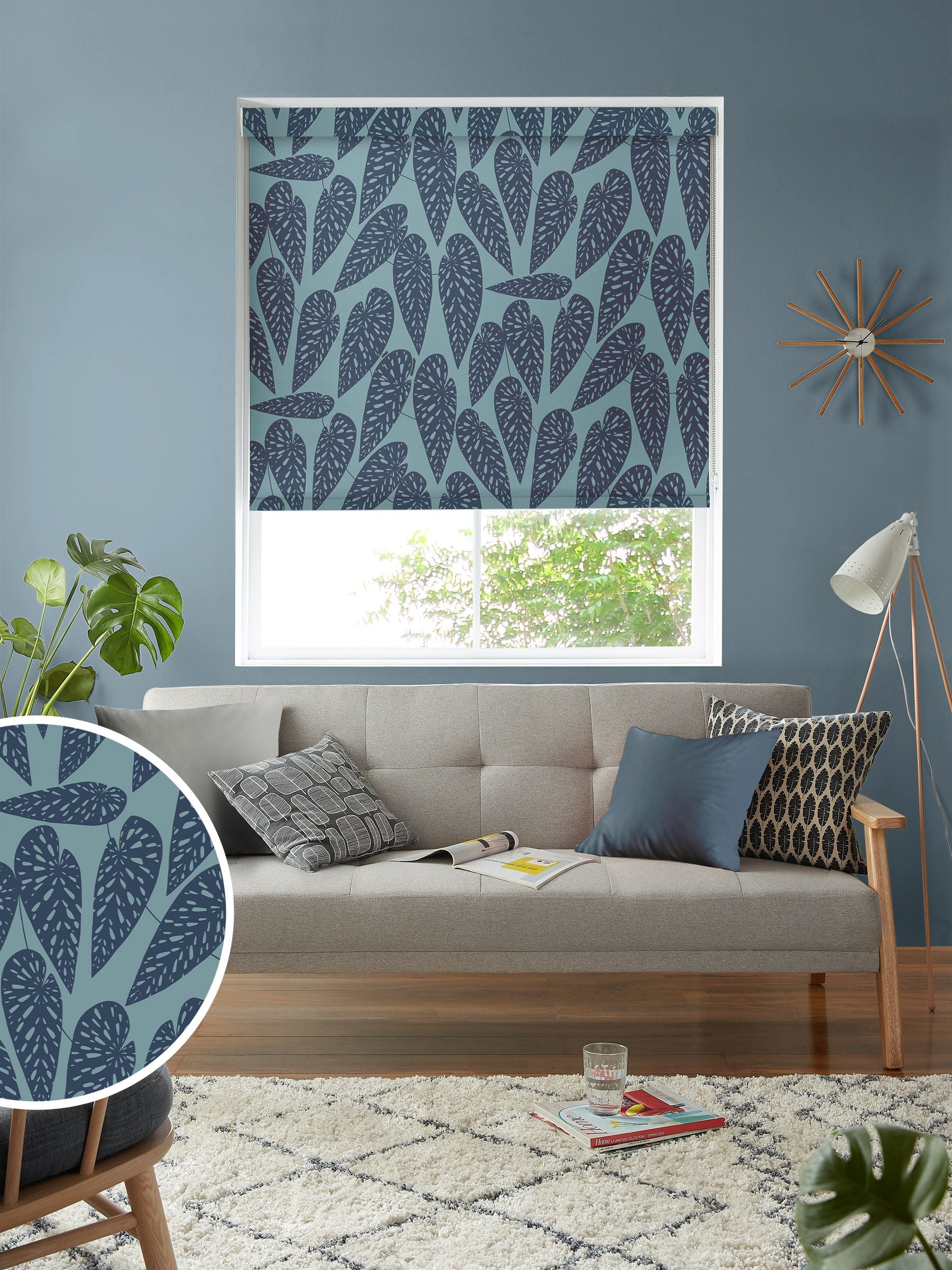 MissPrint Blue Leaf Tropics roller blinds - British product