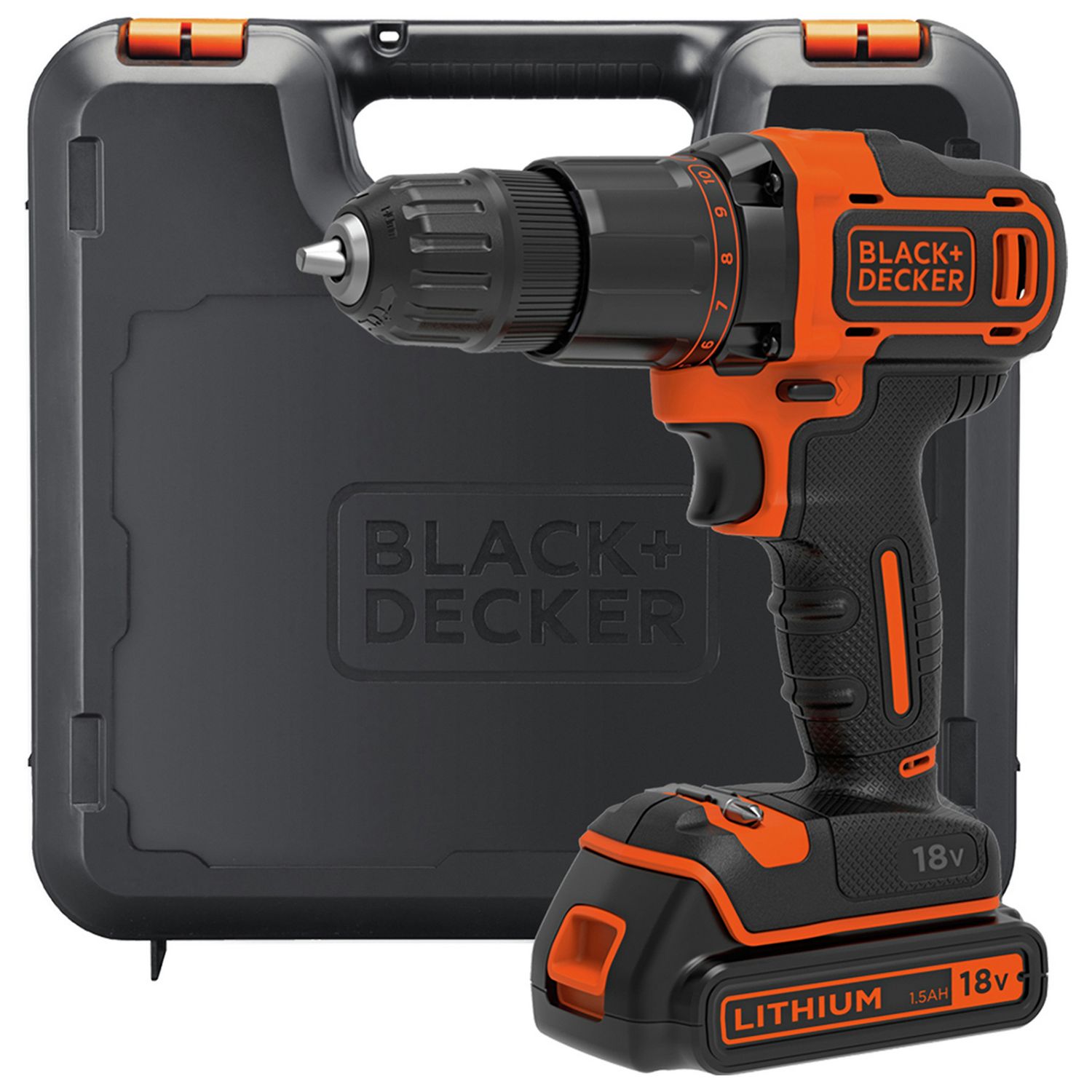 Black+Decker 18V cordless hammer drill with battery, UK version