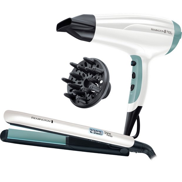 Remington Shine Therapy hair straightener and dryer gift set - British product