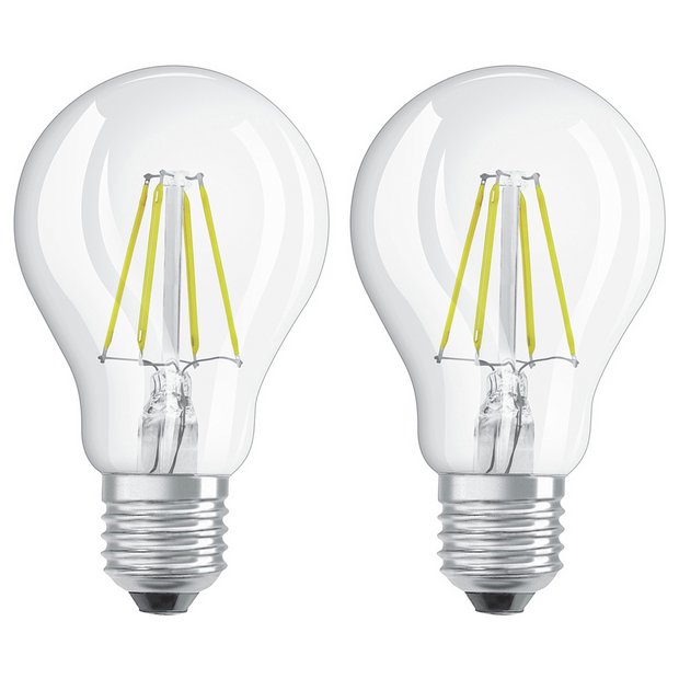 Osram 4W filament LED classic glass bulb twin pack, UK version