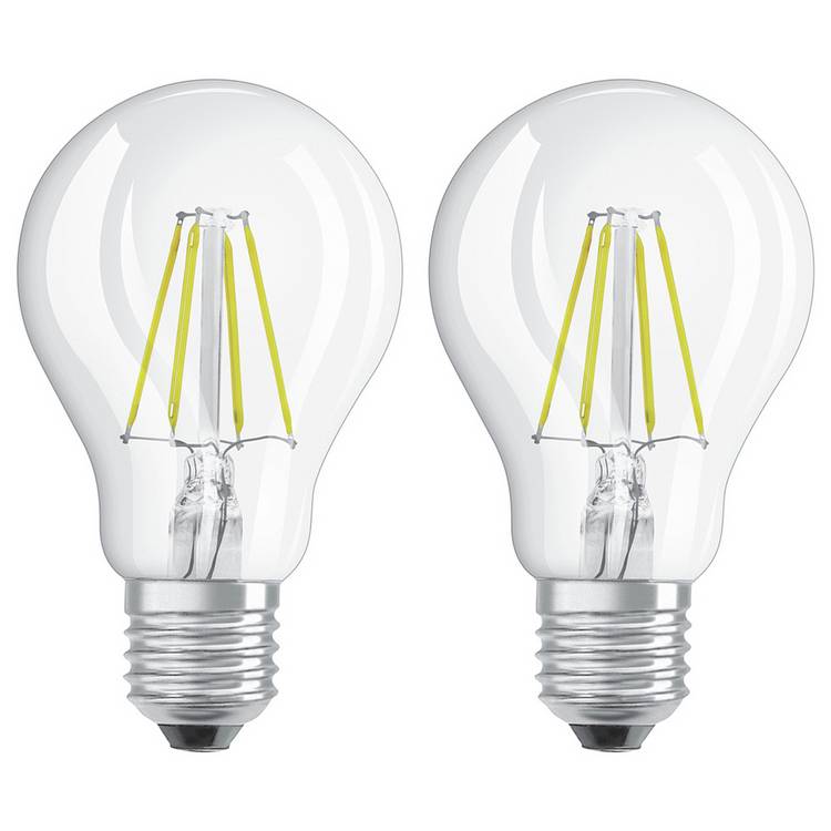 Osram 4W filament LED classic glass bulb twin pack, UK version