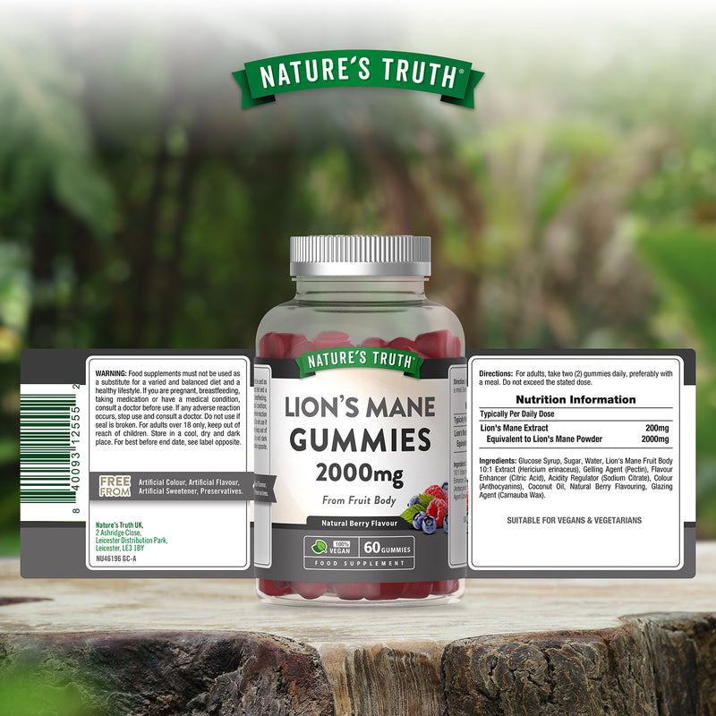 Nature's Truth lion's mane gummies berry flavour 60 count - British product