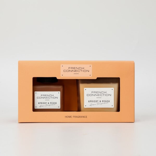 French Connection Apricot Peach diffuser candle set 100ml 220g, UK version