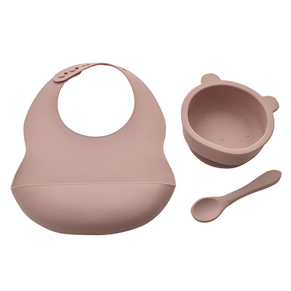 Bambino Silicone Feeding Set Bib Bowl & Spoon Pink GOODS Superdrug   