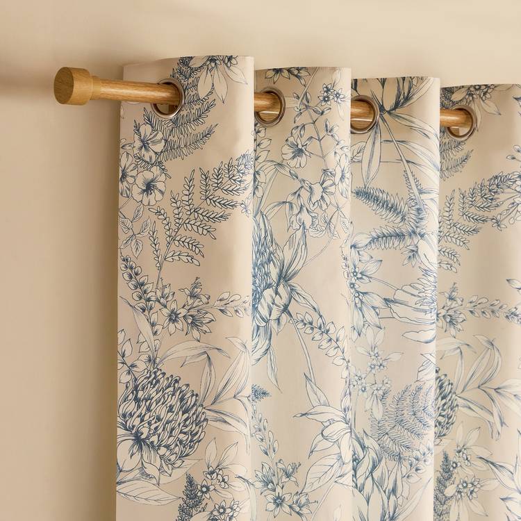 Habitat blue botanical eyelet curtains 117x137cm (British brand)