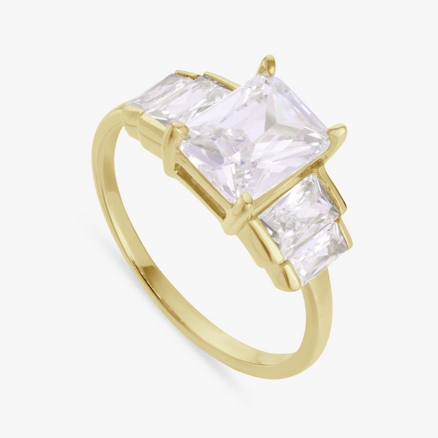 Revere gold plated cubic zirconia fashion ring large - British product
