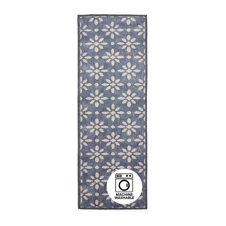 Think Rugs flatweave runner coral floral blue 61x170cm - British product