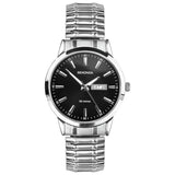 Sekonda men's watch black dial 42mm stainless steel expander bracelet (British brand)