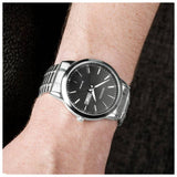 Sekonda men's watch black dial 42mm stainless steel expander bracelet (British brand)
