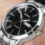 Sekonda men's watch black dial 42mm stainless steel expander bracelet (British brand)