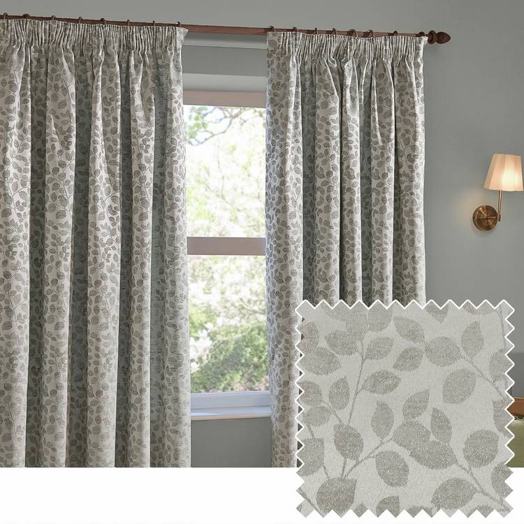 Wylder Grace Leaf curtains grey 117x137cm, imported from the UK