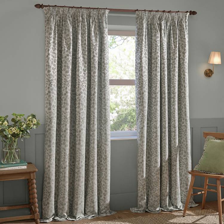 Wylder Grace Leaf curtains grey 117x137cm, imported from the UK