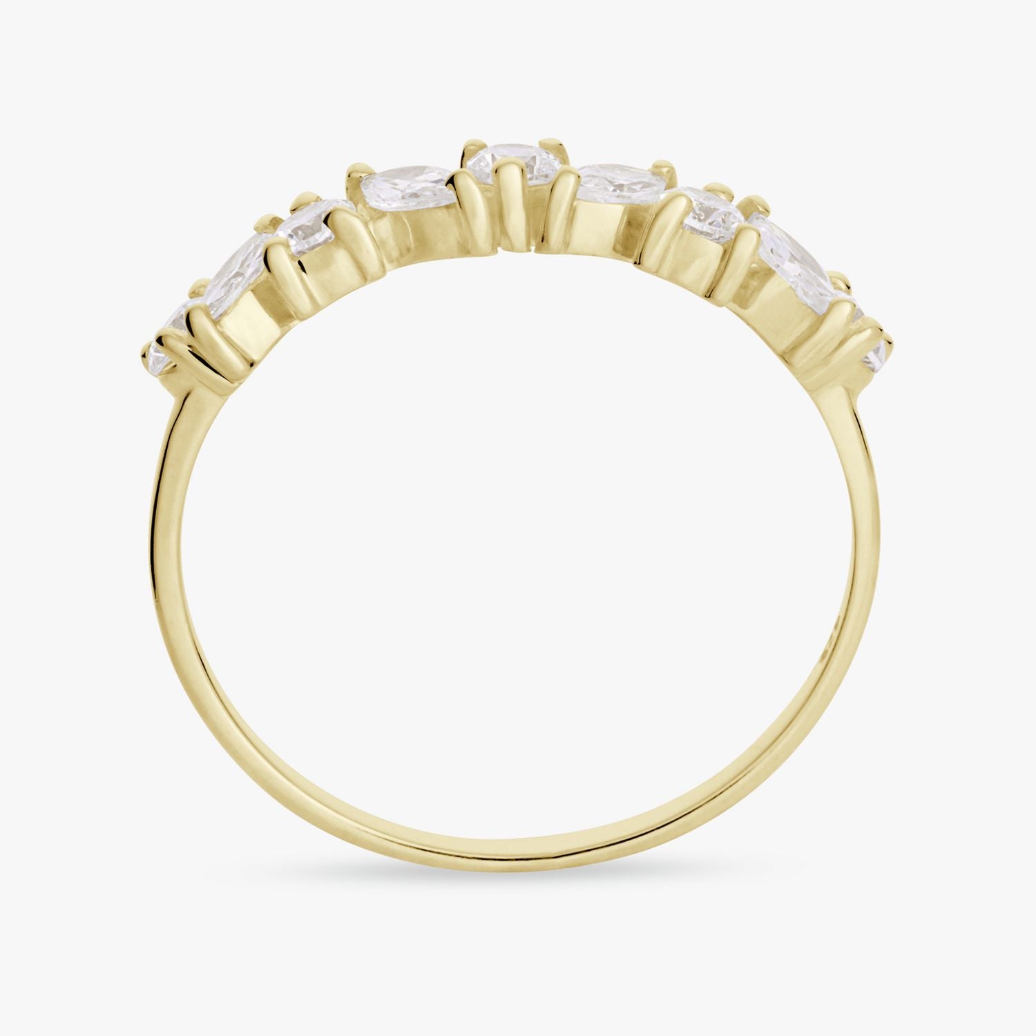 Revere Gold Plated Sterling Silver Half Eternity Ring-Medium