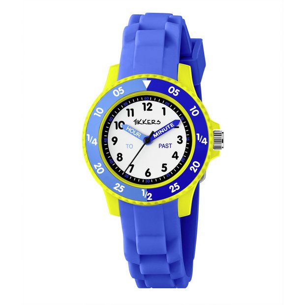 Tikkers Kids Blue Time Teacher Watch silicone strap - British product